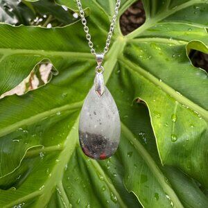 NEW African Bloodstone Teardrop Pendant Necklace